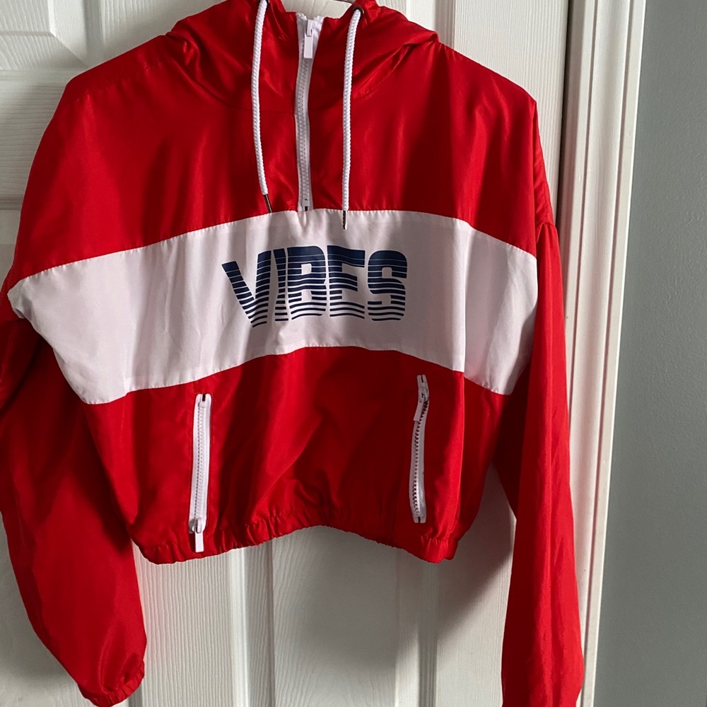 cute red windbreaker